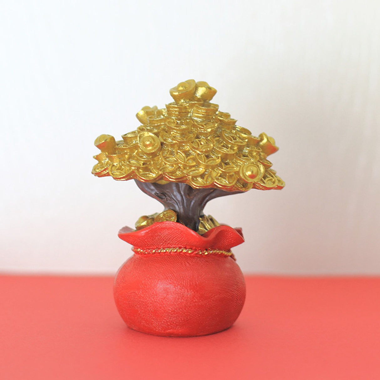Money Coin Tree Bonsai Small Fortune Tree Desktop Ornament Home Decoration Synthetic Resin for Living Room Golden