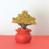 Money Coin Tree Bonsai Small Fortune Tree Desktop Ornament Home Decoration Synthetic Resin for Living Room Golden