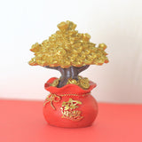 Money Coin Tree Bonsai Small Fortune Tree Desktop Ornament Home Decoration Synthetic Resin for Living Room Golden