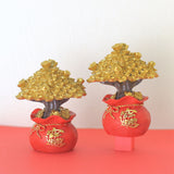 Money Coin Tree Bonsai Small Fortune Tree Desktop Ornament Home Decoration Synthetic Resin for Living Room Golden