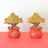 Money Coin Tree Bonsai Small Fortune Tree Desktop Ornament Home Decoration Synthetic Resin for Living Room Golden - Extra Image