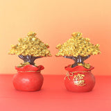 Money Coin Tree Bonsai Small Fortune Tree Desktop Ornament Home Decoration Synthetic Resin for Living Room Golden - Extra Image