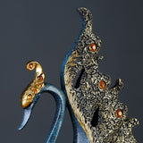 2PCS Peacock Ornaments Natural Resin Desktop Peacock Sculpture for Wine Cabinet TV Cabinet Home Blue 30cm/11.8in Height