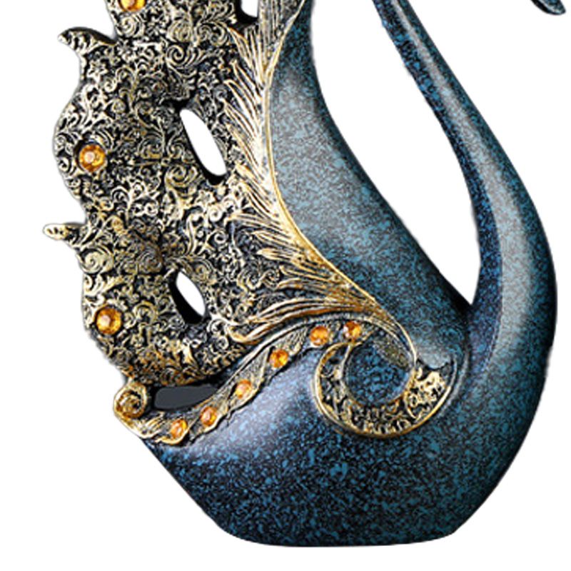 2PCS Peacock Ornaments Natural Resin Desktop Peacock Sculpture for Wine Cabinet TV Cabinet Home Blue 30cm/11.8in Height