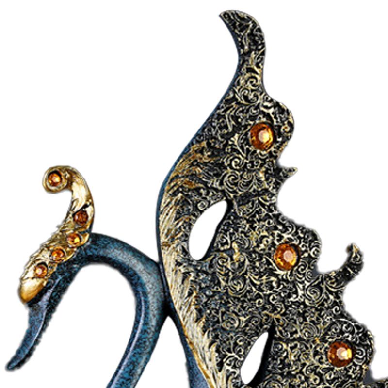 2PCS Peacock Ornaments Natural Resin Desktop Peacock Sculpture for Wine Cabinet TV Cabinet Home Blue 30cm/11.8in Height