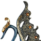 2PCS Peacock Ornaments Natural Resin Desktop Peacock Sculpture for Wine Cabinet TV Cabinet Home Blue 30cm/11.8in Height - Extra Image