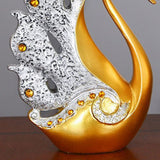 2PCS Peacock Ornaments Natural Resin Desktop Peacock Sculpture for Wine Cabinet TV Cabinet Home Gold and White 30cm/11.8in Height - Extra Image