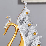 2PCS Peacock Ornaments Natural Resin Desktop Peacock Sculpture for Wine Cabinet TV Cabinet Home Gold and White 30cm/11.8in Height