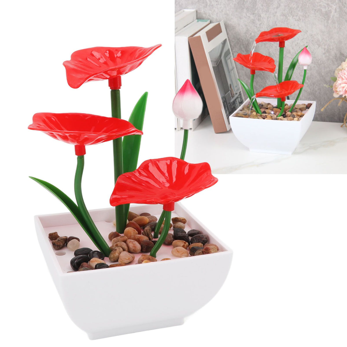 Desktop Fountain Ornament Indoor Small DIY Tabletop Circulating Waterfall Decoration for Office Living Room AU Plug 220-240V