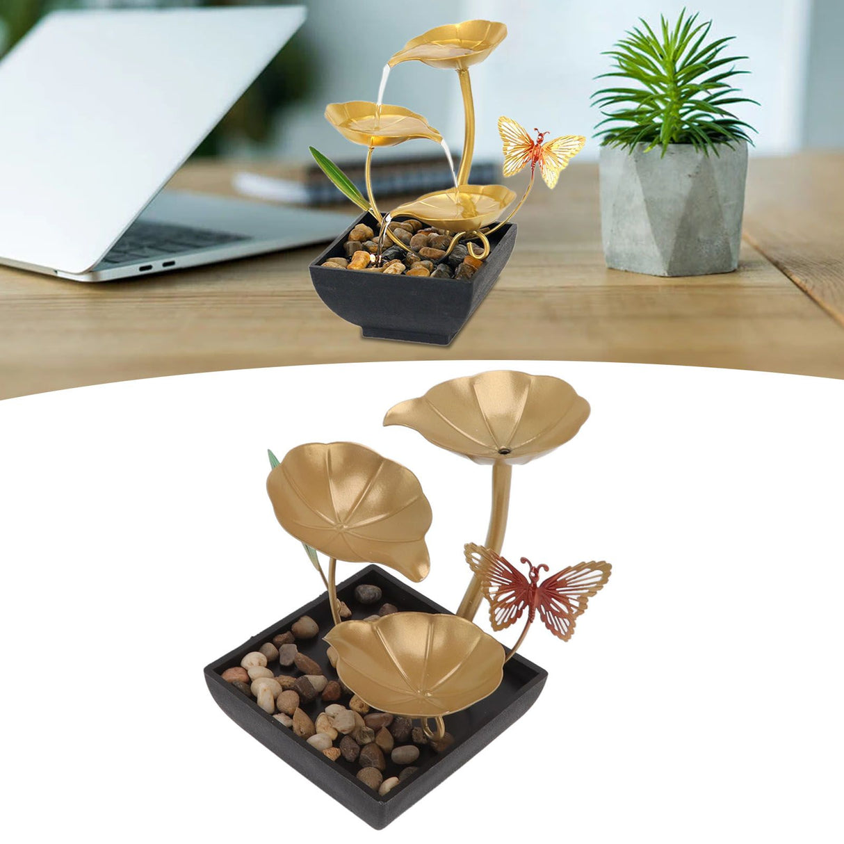 Tabletop Fountain Small Circulating Water Ornaments Indoor Waterfall for Office and Living Room AU Plug 220-240V