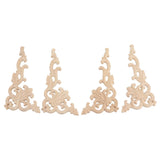 4Pcs Wood Corner Applique Decorative Carved Corner Onlay Applique for Cabinet Door Bed Wardrobe Furniture Decoration