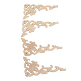 4Pcs Wood Corner Applique Decorative Carved Corner Onlay Applique for Cabinet Door Bed Wardrobe Furniture Decoration - 45-Degree Angle