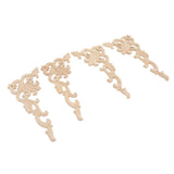 4Pcs Wood Corner Applique Decorative Carved Corner Onlay Applique for Cabinet Door Bed Wardrobe Furniture Decoration - Close-Up Angle