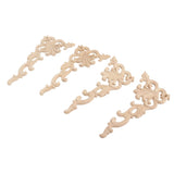 4Pcs Wood Corner Applique Decorative Carved Corner Onlay Applique for Cabinet Door Bed Wardrobe Furniture Decoration