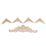 5Pcs Wooden Appliques Onlays Rubber Wood Carved 4 Corner Onlays and 1 Long Onlay for Cabinet Door Bed Wardrobe Furniture