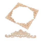 5Pcs Wooden Appliques Onlays Rubber Wood Carved 4 Corner Onlays and 1 Long Onlay for Cabinet Door Bed Wardrobe Furniture