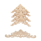 5Pcs Wooden Appliques Onlays Rubber Wood Carved 4 Corner Onlays and 1 Long Onlay for Cabinet Door Bed Wardrobe Furniture - Rear View