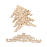 5Pcs Wooden Appliques Onlays Rubber Wood Carved 4 Corner Onlays and 1 Long Onlay for Cabinet Door Bed Wardrobe Furniture
