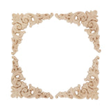 5Pcs Wooden Appliques Onlays Rubber Wood Carved 4 Corner Onlays and 1 Long Onlay for Cabinet Door Bed Wardrobe Furniture - Extra Image