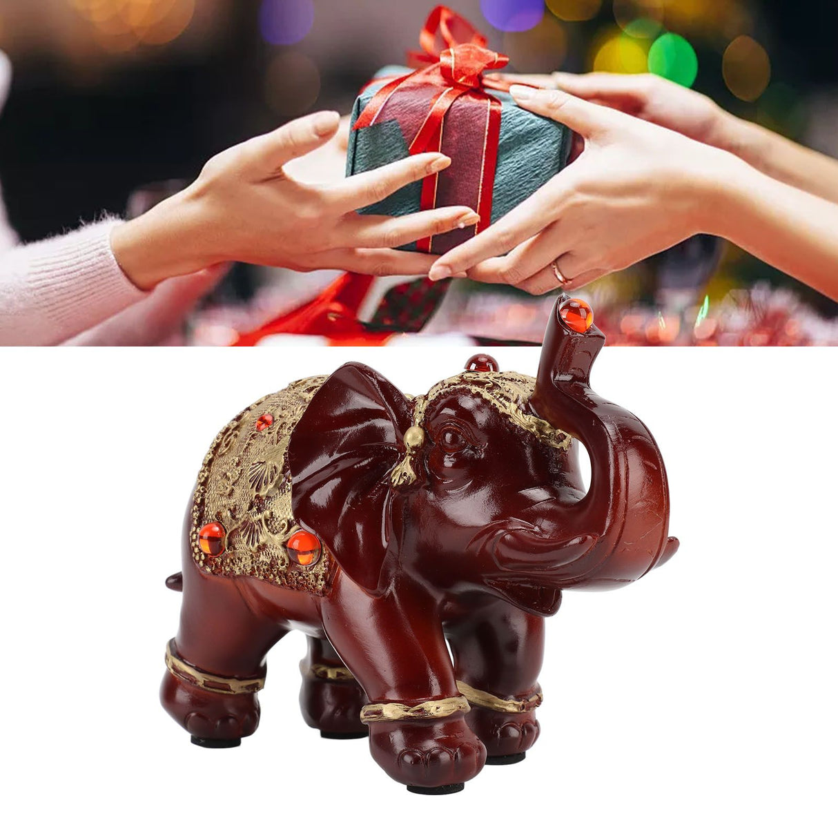Elephant Statue Durable Resin Cute Elegant Attract Wealth Round Corner Elephant Decor for Home Bedroom Office