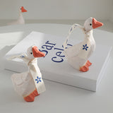 White Duck Ornaments Gypsum Lifelike Duck Figurine Decoration for Home Shooting Props