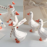White Duck Ornaments Gypsum Lifelike Duck Figurine Decoration for Home Shooting Props - Rear View