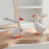 White Duck Ornaments Gypsum Lifelike Duck Figurine Decoration for Home Shooting Props