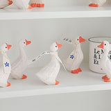 White Duck Ornaments Gypsum Lifelike Duck Figurine Decoration for Home Shooting Props