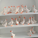 White Duck Ornaments Gypsum Lifelike Duck Figurine Decoration for Home Shooting Props