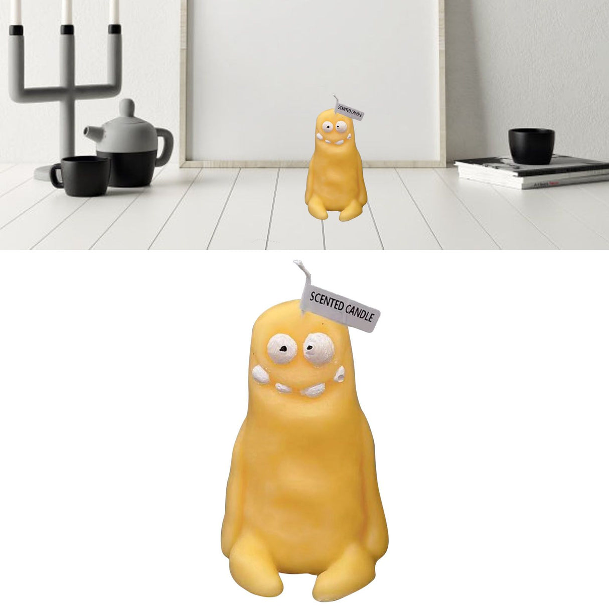 Clay Man Shaped Candle Cartoon Fragrant Candles Funny Ugly Cute Candle Souvenirs Thin Yellow