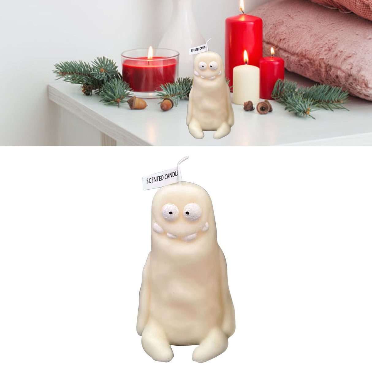 Clay Man Shaped Candle Cartoon Fragrant Candles Funny Ugly Cute Candle Souvenirs Thin White
