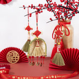 Broom Dustpan Decor Chinese Year Ornament Pendant New Tassel Hanging Decor Mini Fortune Broom Decoration B2