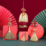 Broom Dustpan Decor Chinese Year Ornament Pendant New Tassel Hanging Decor Mini Fortune Broom Decoration B2