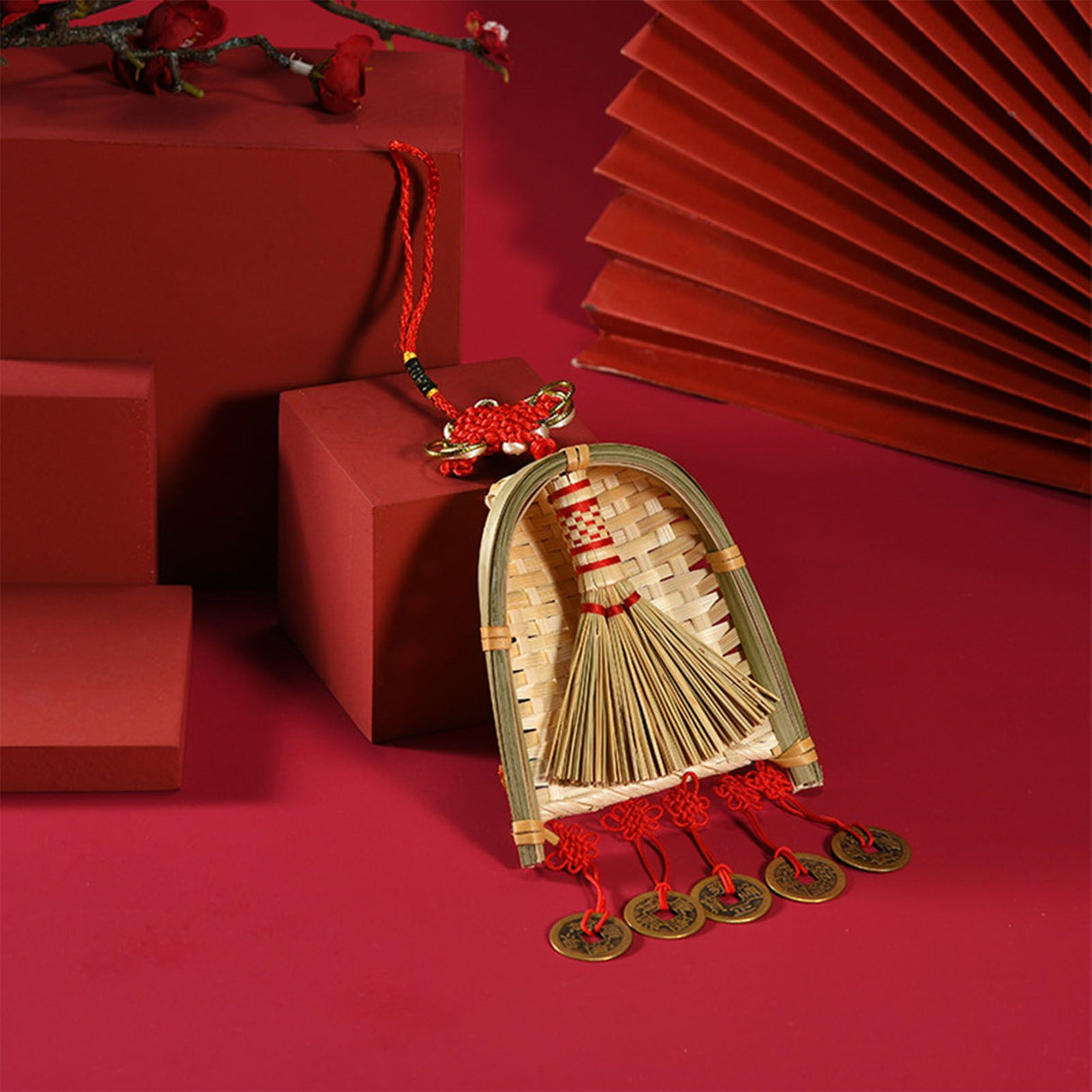 Broom Dustpan Decor Chinese Year Ornament Pendant New Tassel Hanging Decor Mini Fortune Broom Decoration B2