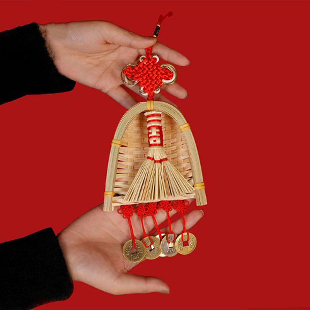 Broom Dustpan Decor Chinese Year Ornament Pendant New Tassel Hanging Decor Mini Fortune Broom Decoration B2