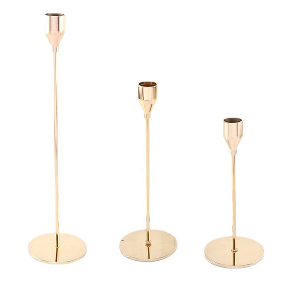 Candle Holders Set of 3 for Taper Candles Decorative Candlestick Metal Stand for Wedding Dinning Party