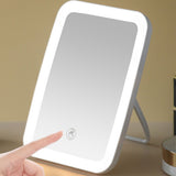 Makeup Mirror USB Rechargeable Foldable Portable Touch Regulable LED Makeup Mirror for Bathroom Travel