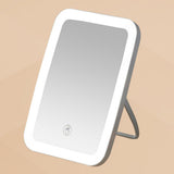 Makeup Mirror USB Rechargeable Foldable Portable Touch Regulable LED Makeup Mirror for Bathroom Travel - Close-Up Angle