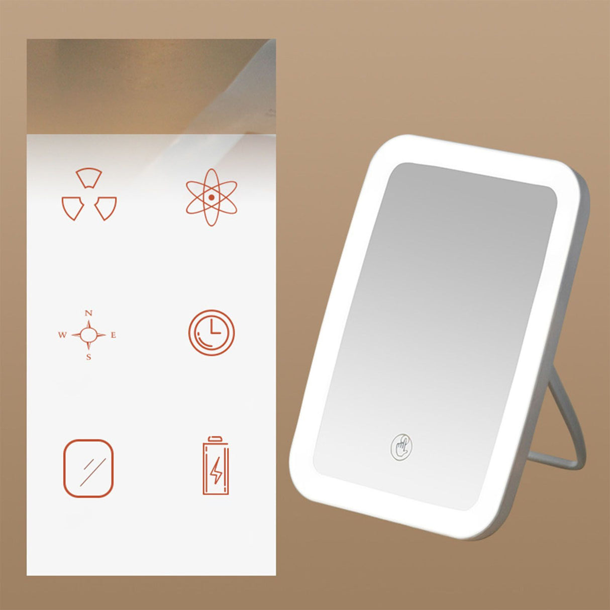 Makeup Mirror USB Rechargeable Foldable Portable Touch Regulable LED Makeup Mirror for Bathroom Travel
