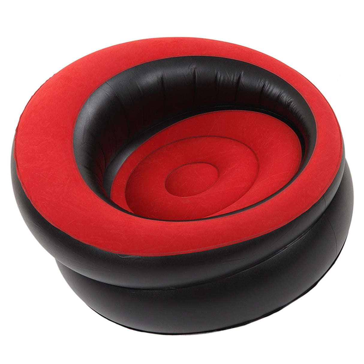 Inflatable Couch Flocking Air Sofa Simple Inflatable Chair for Living Room Bedroom Reading Room Office Balcony Travel Red