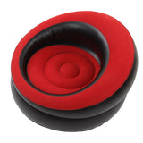 Inflatable Couch Flocking Air Sofa Simple Inflatable Chair for Living Room Bedroom Reading Room Office Balcony Travel Red - Close-Up Angle