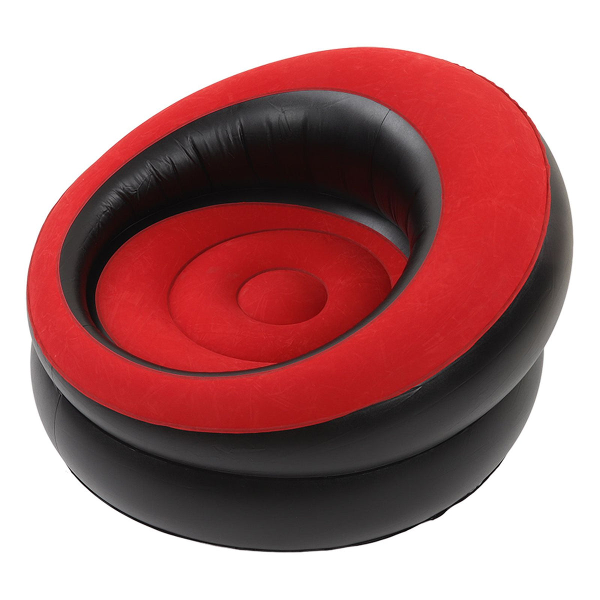 Inflatable Couch Flocking Air Sofa Simple Inflatable Chair for Living Room Bedroom Reading Room Office Balcony Travel Red