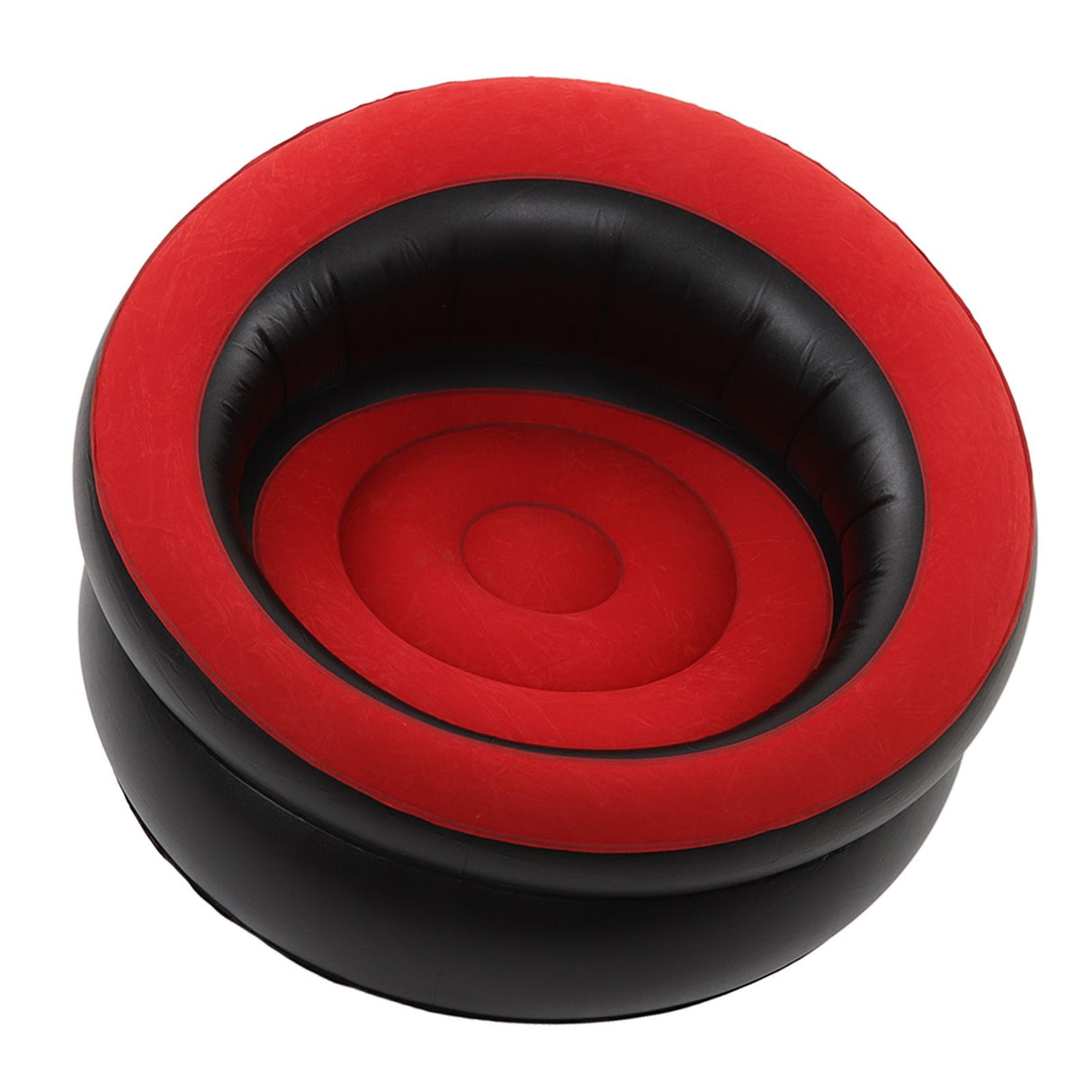 Inflatable Couch Flocking Air Sofa Simple Inflatable Chair for Living Room Bedroom Reading Room Office Balcony Travel Red