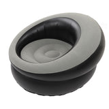 Inflatable Couch Flocking Air Sofa Simple Inflatable Chair for Living Room Bedroom Reading Room Office Balcony Travel Grey - Side View