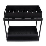 Under Sink Organizer Sliding Pull Out Double Layer Under Sink Countertop Organizer for Bathroom Kitchen Laundry Room Black