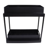 Under Sink Organizer Sliding Pull Out Double Layer Under Sink Countertop Organizer for Bathroom Kitchen Laundry Room Black