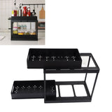 Under Sink Organizer Sliding Pull Out Double Layer Under Sink Countertop Organizer for Bathroom Kitchen Laundry Room Black - Extra Image