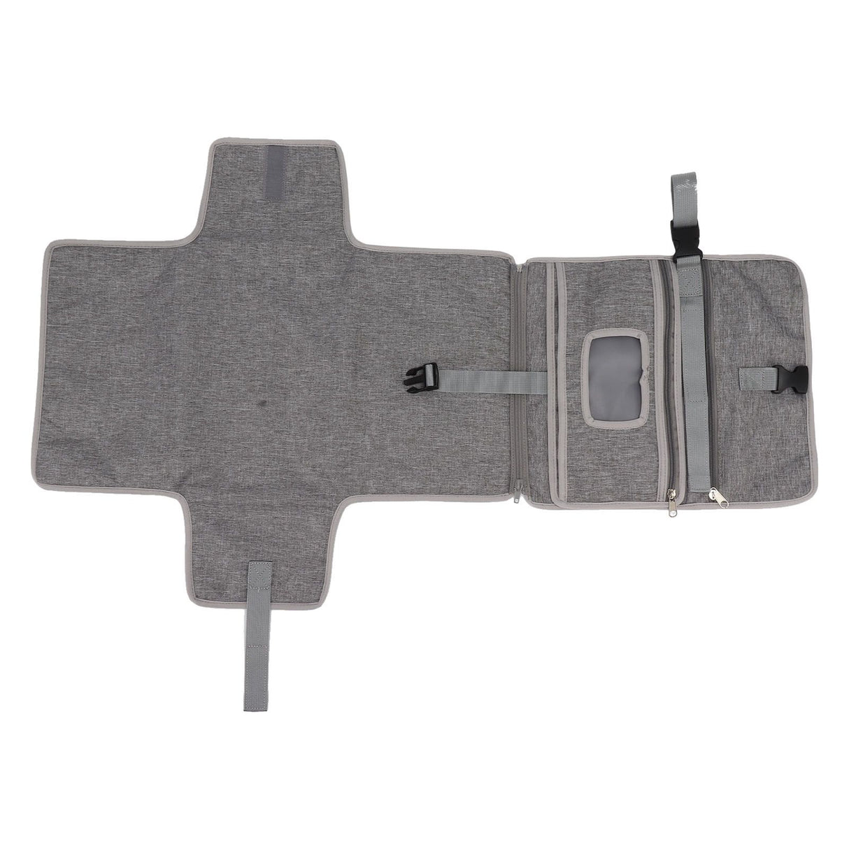 Portable Baby Diaper Changing Mat Foldable Multi Storage Pockets Soft Skin Friendly Oxford Cloth Diaper Changing Pad Gray