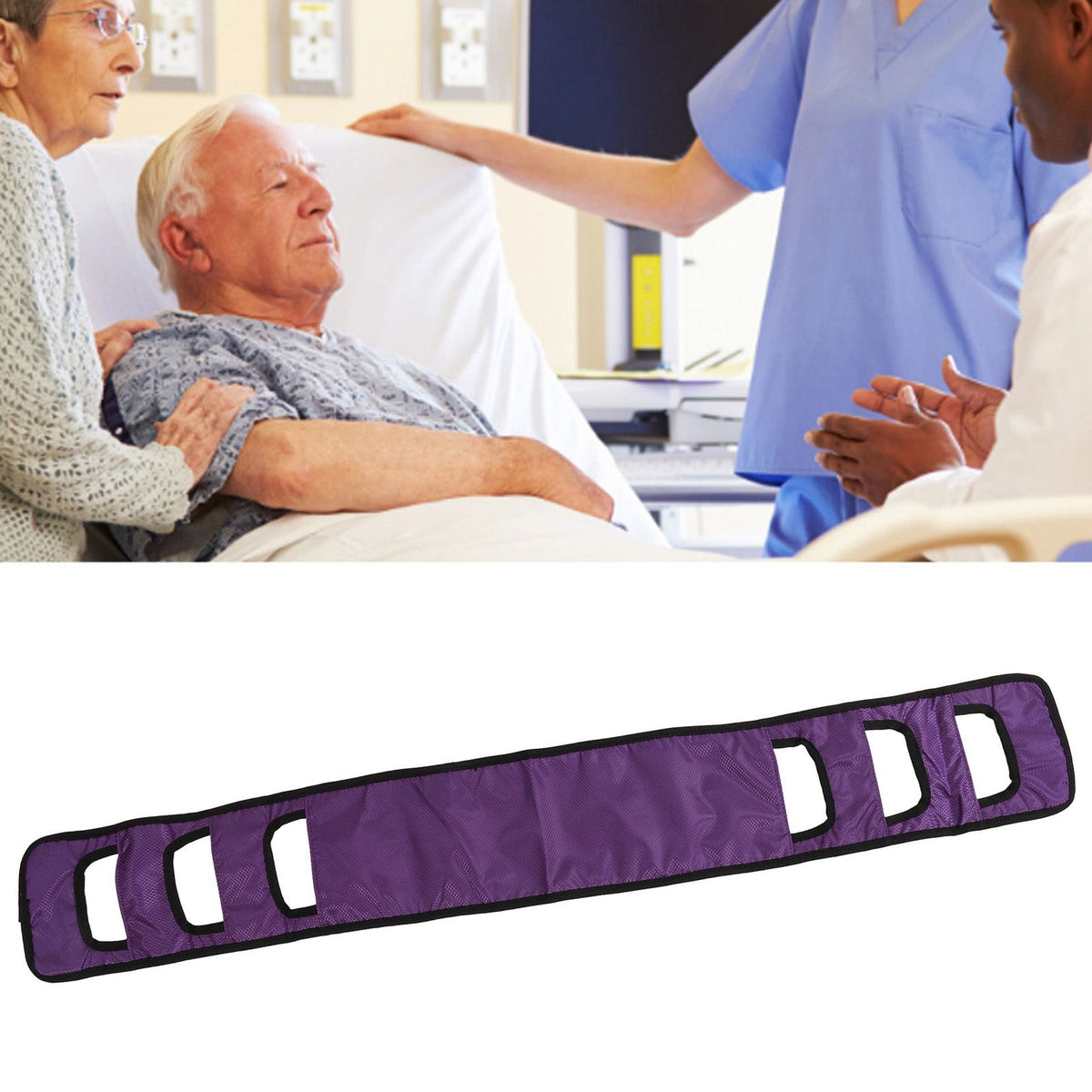 Seniors Bed Transfer Sling Labor Saving Widened Breathable Elderly Lift Turning Belt with Padded Handle for Patient Purple
