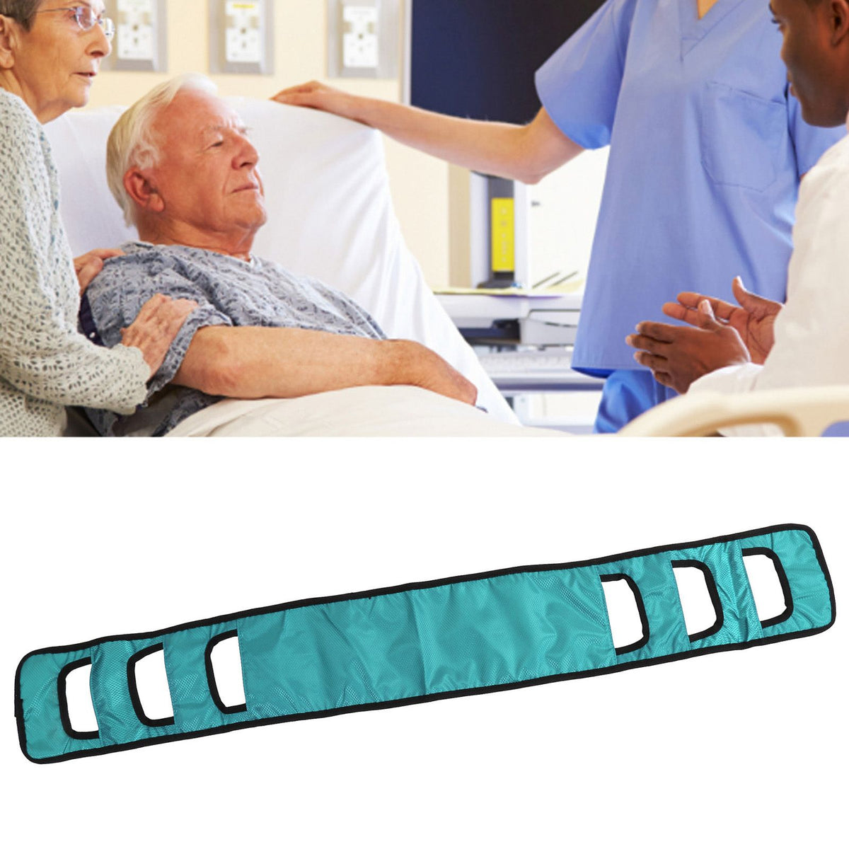Seniors Bed Transfer Sling Labor Saving Widened Breathable Elderly Lift Turning Belt with Padded Handle for Patient Green